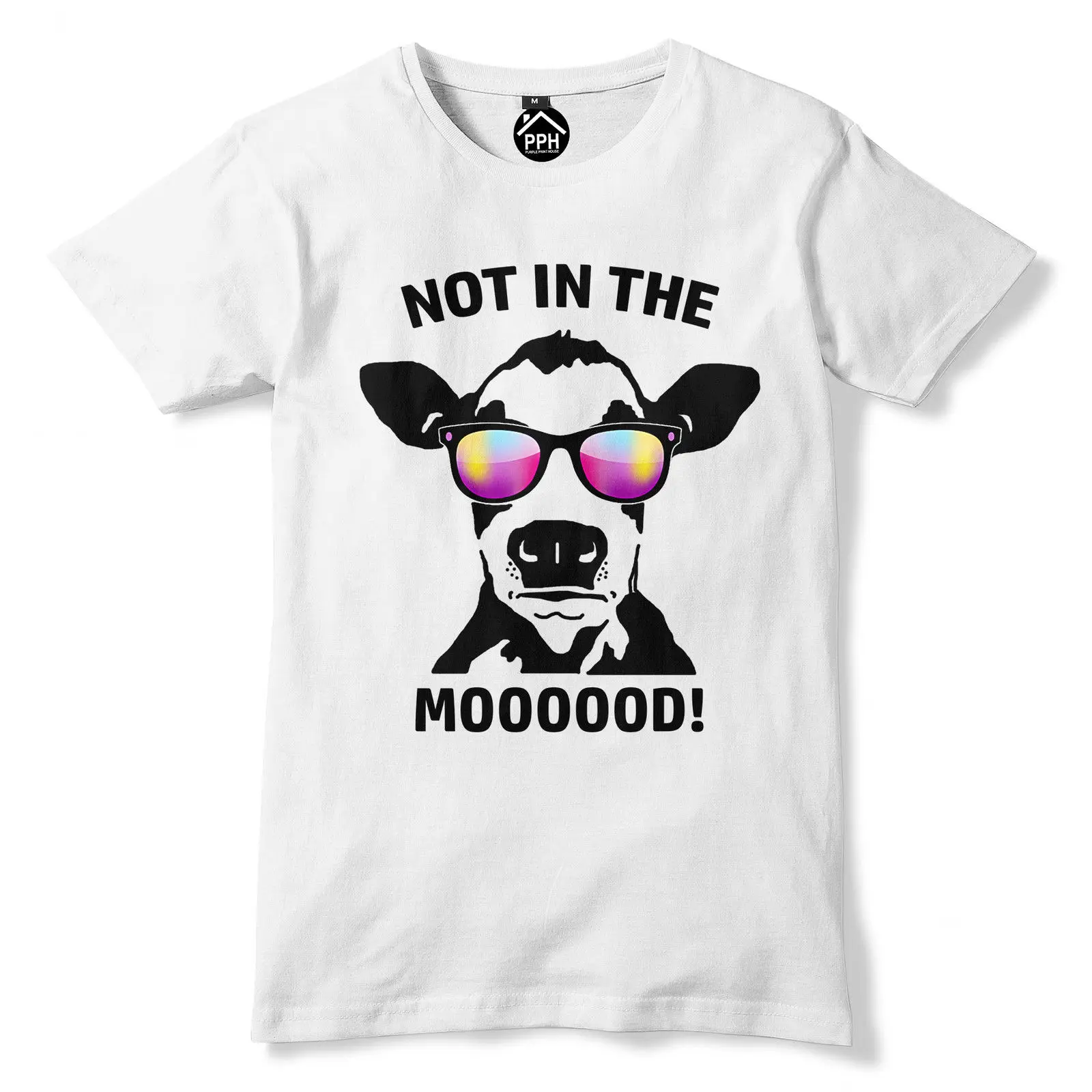 Футболка Not in the Mooood забавная Новинка Vegan топ с животными для мужчин и женщин 352