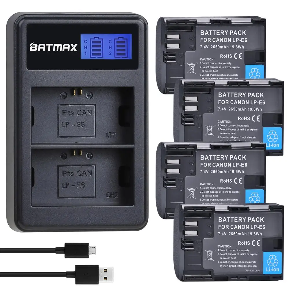 Batmax 2650mAh LP-E6 LP-E6N Battery+ LCD Dual USB Charger for Canon EOS 5DS R 5D Mark II 5D Mark III 6D 7D 80D 90D EOS 5DS R
Batmax 2650mAh LP-E6 LP-E6N Battery+ LCD Dual USB Charger for Canon EOS 5DS R 5D Mark II 5D Mark III 6D 7D 80D 90D EOS 5DS R