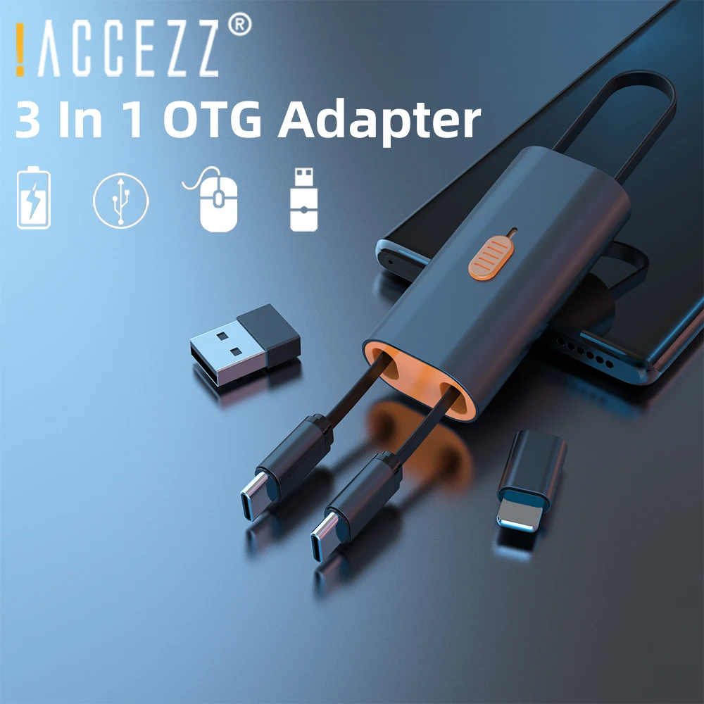 !ACCEZZ 3 in 1 OTG Adapter USB-C Cable Kit with 2 Adapters Storage Box 3A Fast Charging Data Transfer Universal for iPhone 13 12
!ACCEZZ 3 in 1 OTG Adapter USB-C Cable Kit with 2 Adapters Storage Box 3A Fast Charging Data Transfer Universal for iPhone 13 12