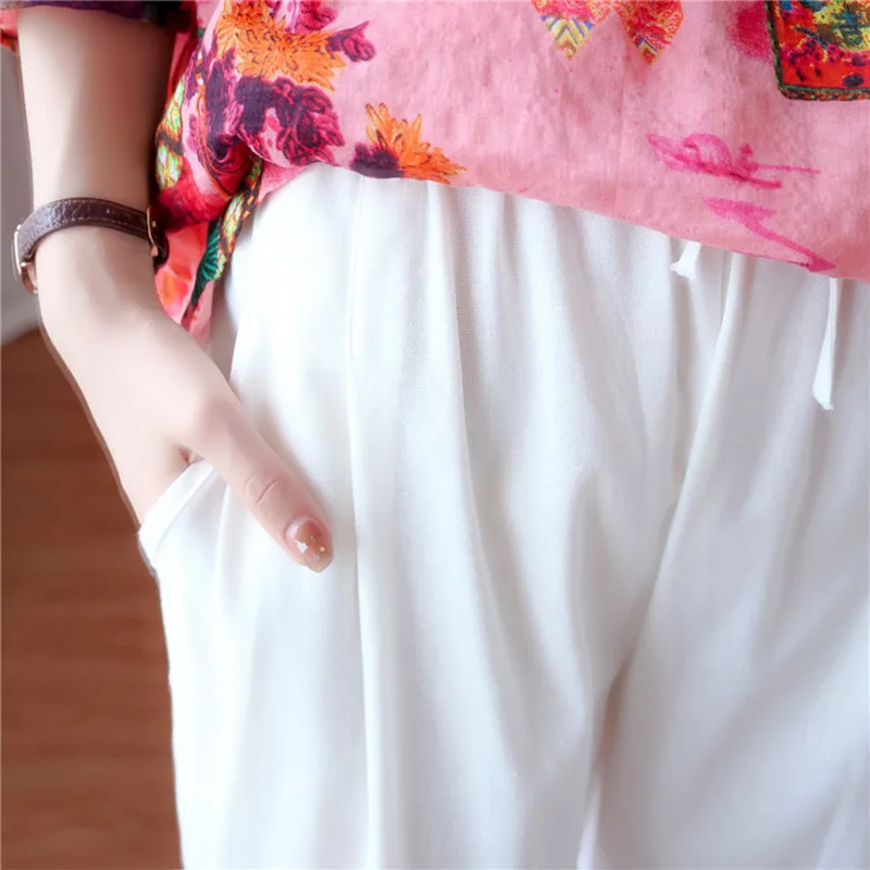 Johnature 2021 New Casual Cotton Linen Ankle-length Pants Summer Soild Color Elastic Waist Tie Pocket Harem Women Pants
Johnature 2021 New Casual Cotton Linen Ankle-length Pants Summer Soild Color Elastic Waist Tie Pocket Harem Women Pants