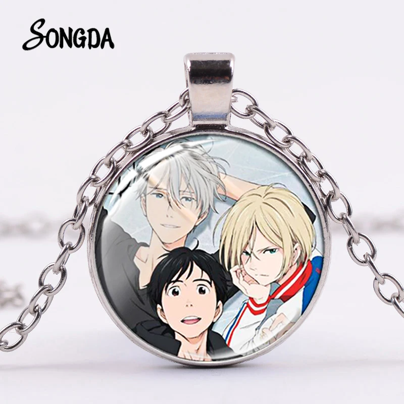 

Anime Yuri On Ice Necklace Nikiforov Yuri Katsuki Cool Boy Funny Picture Glass Dome Cabochon Pendant for Men Women Gifts