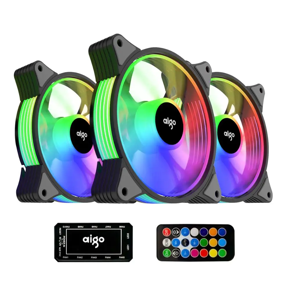 Aigo AR12 120 мм вентилятор охлаждения RGB теплоотвод 3pin 5В аура синхронизация 12 см ПК