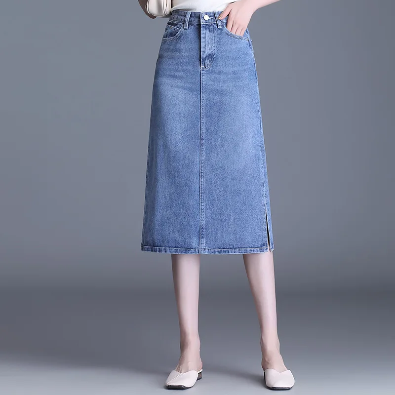Denim Skirts for Women 2021 Summer High Waist Slim Casual Elegant Fashion Mid-long Bodycon A-line Jean Skirt
Denim Skirts for Women 2021 Summer High Waist Slim Casual Elegant Fashion Mid-long Bodycon A-line Jean Skirt