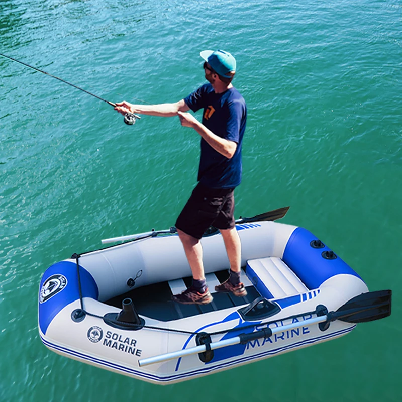 

Single PVC Inflatable Boat 1.75 M Wooden Floor Fishing Boat Wear-resistant Thickening Rowing Kayak With Free Accessories