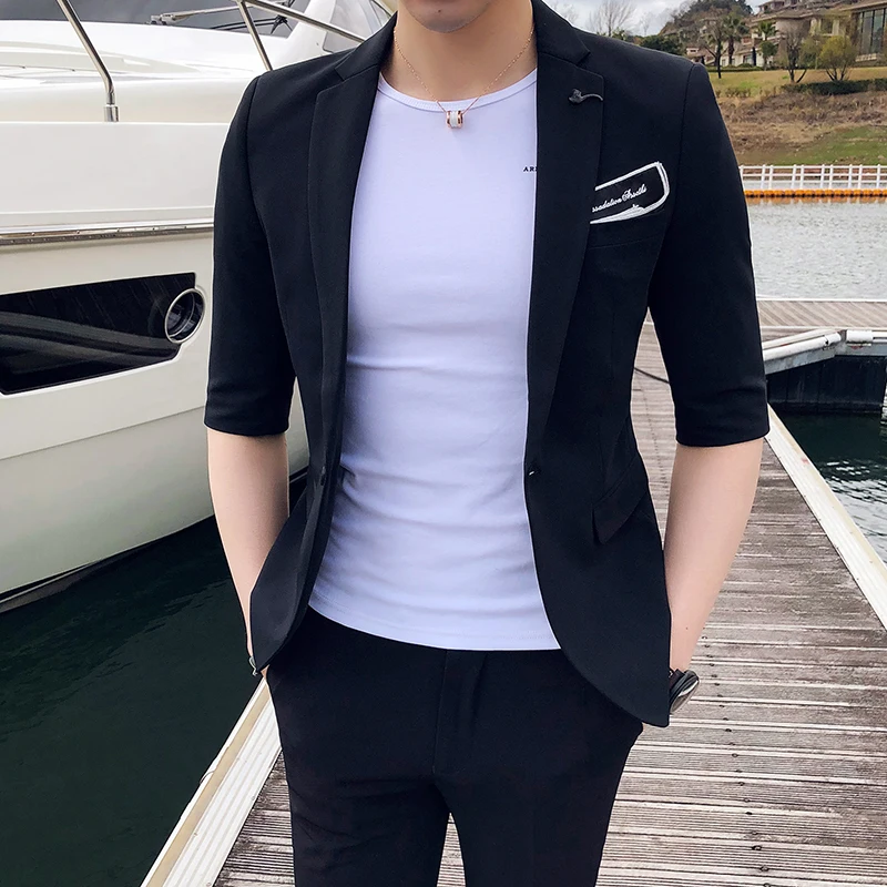 (Suit + Pants) 2021 spring summer new men's suit suit youth college style slim half-sleeved suit male banquet party prom suit
(Suit + Pants) 2021 spring summer new men's suit suit youth college style slim half-sleeved suit male banquet party prom suit