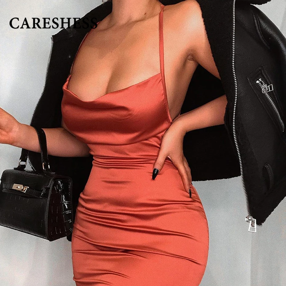 CARESHESS Mini Satin Solid Color Ruched Dress Women Sexy Sleeveless Fashionable Dresses Backless Cross Bandage Club Party Dress
CARESHESS Mini Satin Solid Color Ruched Dress Women Sexy Sleeveless Fashionable Dresses Backless Cross Bandage Club Party Dress
