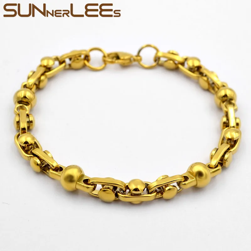 SUNNERLEES 316L Stainless Steel Bracelet 7mm Geometric Beads Link Chain High Polished Gold Color Men Women Jewelry Gift SC191 B
SUNNERLEES 316L Stainless Steel Bracelet 7mm Geometric Beads Link Chain High Polished Gold Color Men Women Jewelry Gift SC191 B