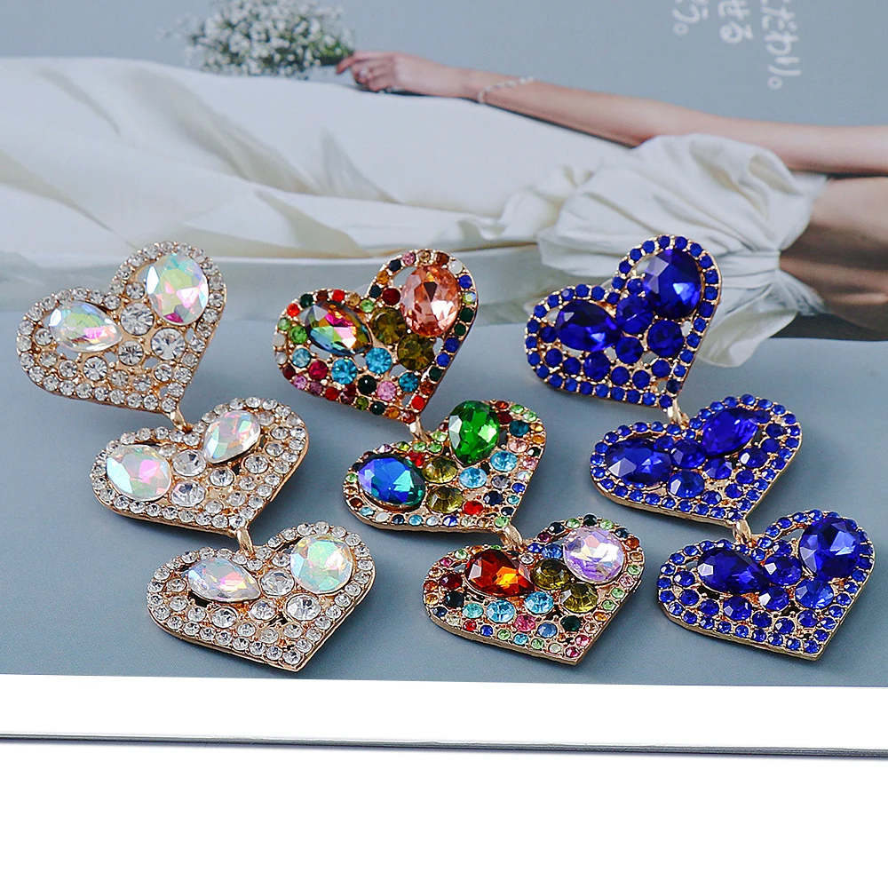 New Hot Sale Heart Earrings Sweet Rhinestone Geometry Metal Hollow Jewelry Earrings For Women Exquisite Wedding Accessories
New Hot Sale Heart Earrings Sweet Rhinestone Geometry Metal Hollow Jewelry Earrings For Women Exquisite Wedding Accessories
