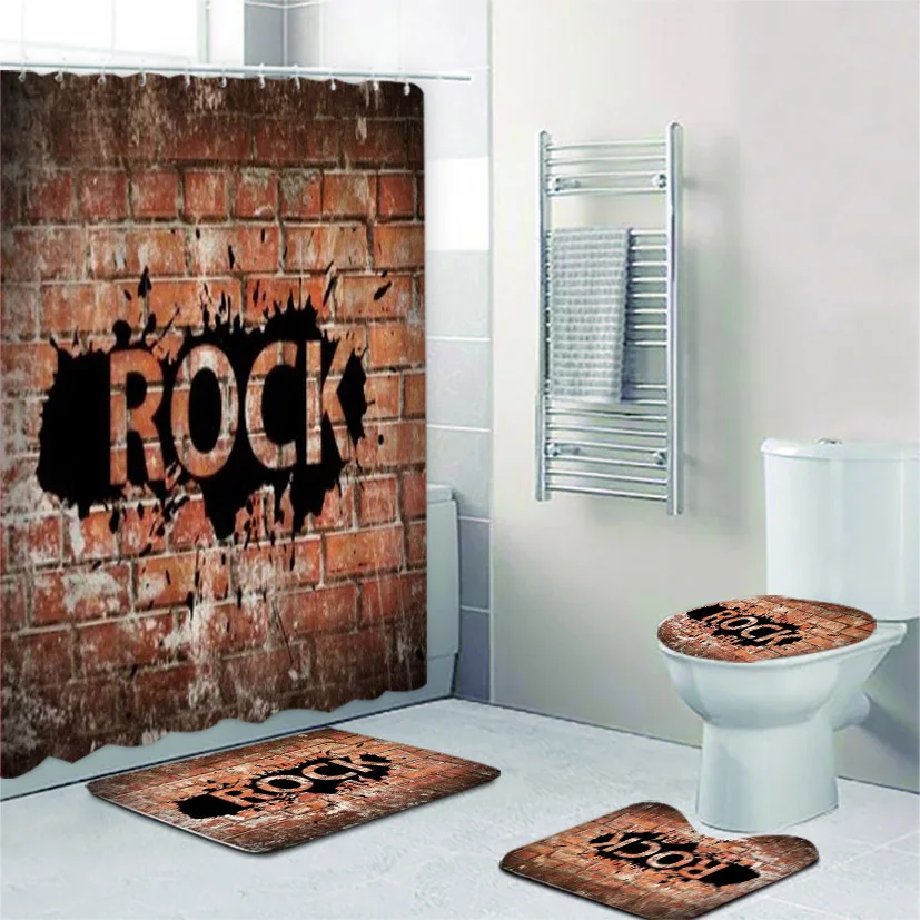 Funny 3D Old Brick Wall Rock Music Shower Curtain and Bath Rug Set for Bathroom Grunge Noise Musical Guitar Bathroom Mats Decor
Funny 3D Old Brick Wall Rock Music Shower Curtain and Bath Rug Set for Bathroom Grunge Noise Musical Guitar Bathroom Mats Decor