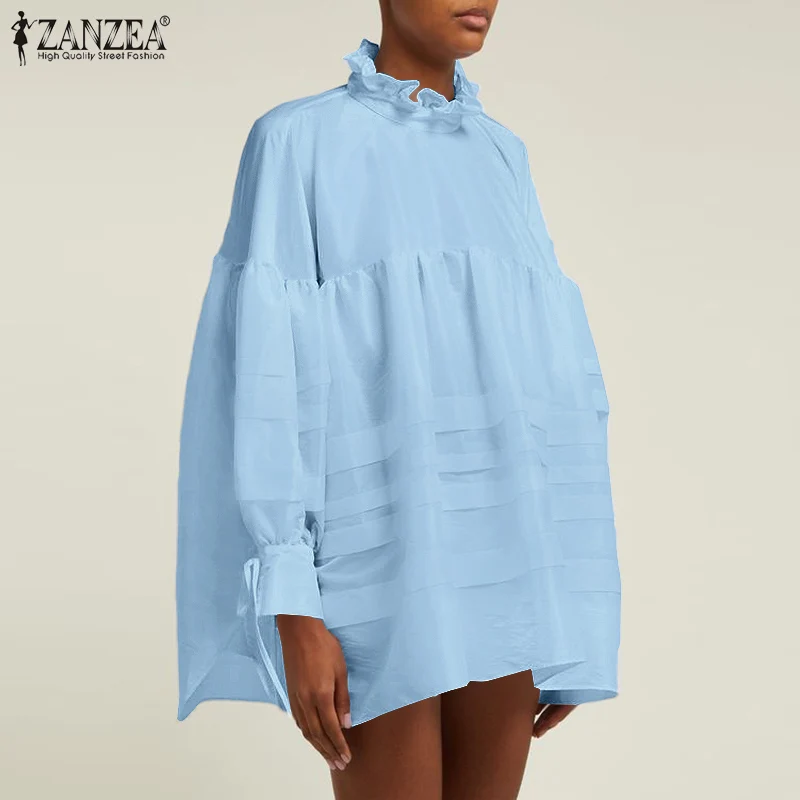 Fashion Pleated Tops ZANZEA 2022 Women's Lace Up Ruffle Blouses Spring Puff Sleeve Blusas Female Patchwork Chemise
Fashion Pleated Tops ZANZEA 2022 Women's Lace Up Ruffle Blouses Spring Puff Sleeve Blusas Female Patchwork Chemise