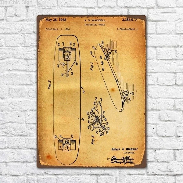 Tin Chic Sign Skateboard Brake 1968 Patent Vintage Retro Metal Tin Sign Metal Sign Wall Decor Fashion Art Decor Poster
Tin Chic Sign Skateboard Brake 1968 Patent Vintage Retro Metal Tin Sign Metal Sign Wall Decor Fashion Art Decor Poster