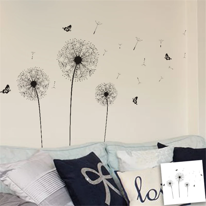 Романтическая Одуванчик бабочка наклейки на стену для офиса в магазине домашний