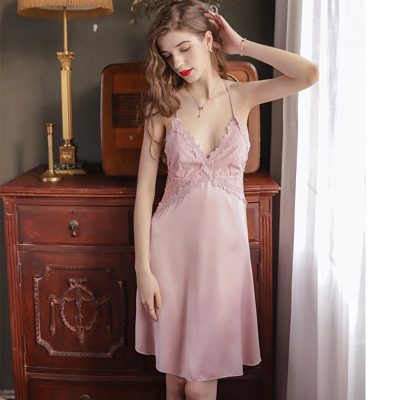 Summer Thin Sexy Pajamas Women Sling Nightdress Female New Lace Nightwear Sleeping Luxury Robe Feminino Sleepwear Women EB50SQ
Summer Thin Sexy Pajamas Women Sling Nightdress Female New Lace Nightwear Sleeping Luxury Robe Feminino Sleepwear Women EB50SQ