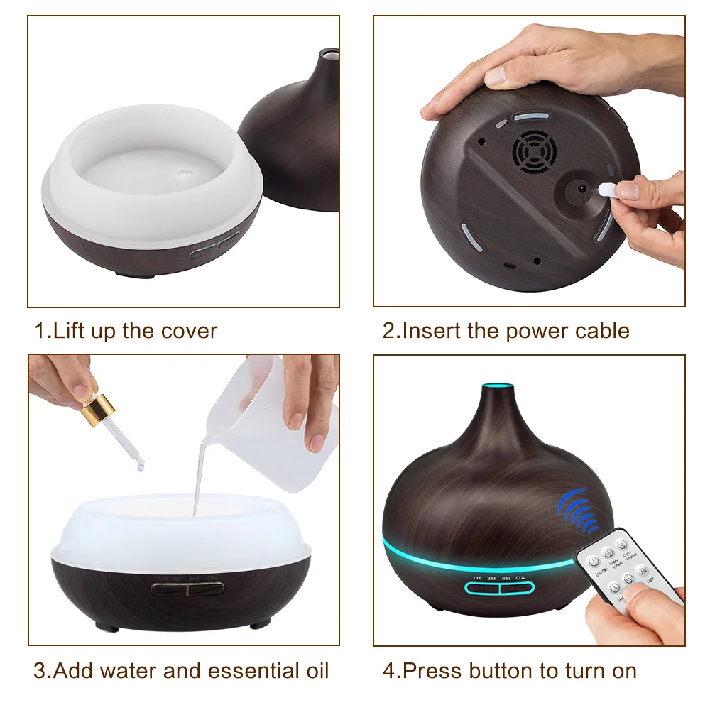400ml Aromatherapy Essential Oil Diffuser Wood Grain Remote Control Ultrasonic Air Humidifier Xiaomi Cool Mister with 7 Colors
400ml Aromatherapy Essential Oil Diffuser Wood Grain Remote Control Ultrasonic Air Humidifier Xiaomi Cool Mister with 7 Colors