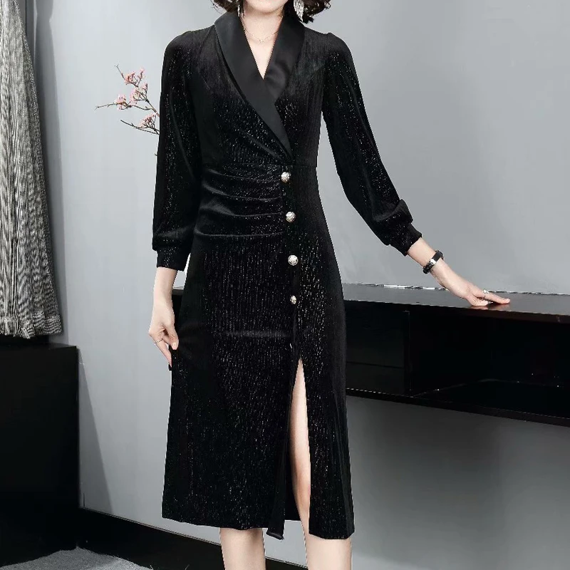 2020 Fall New Style Sexy V-Neck Velvet Long-Sleeved Slim Temperament Pleated Mid-Length Dress High-Quality Women'S Clothing
2020 Fall New Style Sexy V-Neck Velvet Long-Sleeved Slim Temperament Pleated Mid-Length Dress High-Quality Women'S Clothing