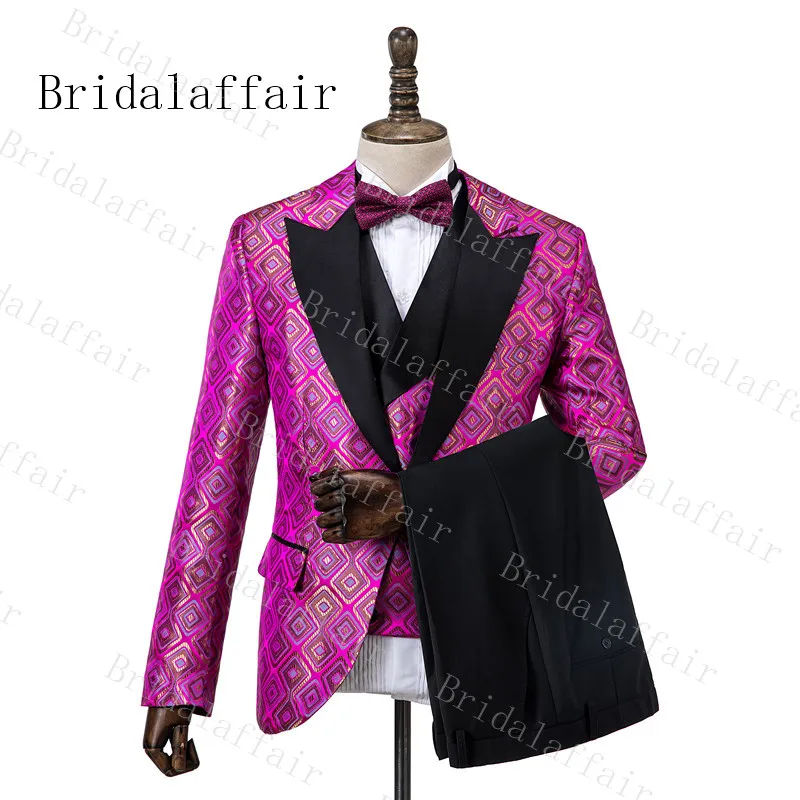 Мужские костюмы Bridalaffair Genle розовый смокинг жениха с отворотами для