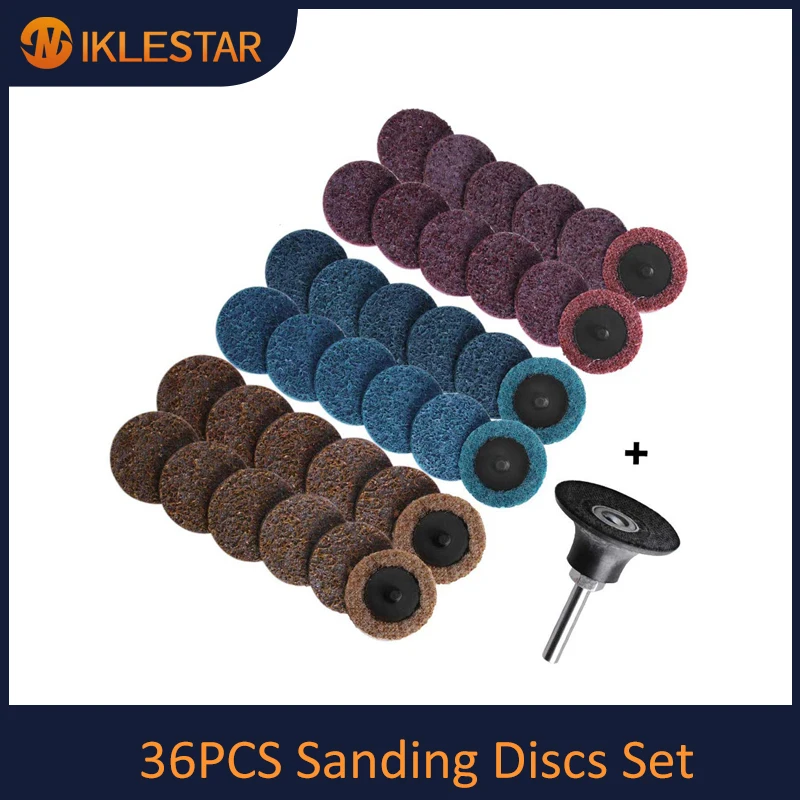 

36PCS Sanding Discs Set Round Shape Sanding Discs for Die Grinder Surface Prep Strip Grind Polish Burr Finish Rust Paint Removal