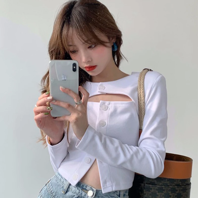 Crop Top Casual Autumn Style Y2k Tops Long Sleeve Hollow Out Fake Two Pieces Tees Fashion Korean Style Woman Tshirts New
Crop Top Casual Autumn Style Y2k Tops Long Sleeve Hollow Out Fake Two Pieces Tees Fashion Korean Style Woman Tshirts New