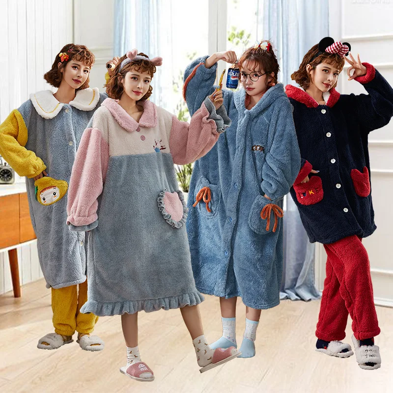 Winter Thick Night-robe Bathrobe Homewear Pregnant Women Can Wear Flannel Suit Pajamas for Women
Winter Thick Night-robe Bathrobe Homewear Pregnant Women Can Wear Flannel Suit Pajamas for Women