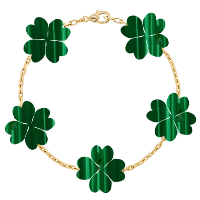 Genuine design luxury jewelry five flower malachite green Charm Bracelet 1:1 925 Sterling Silver
Genuine design luxury jewelry five flower malachite green Charm Bracelet 1:1 925 Sterling Silver