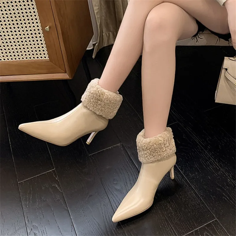 2021 New Genuine Leather Women Boots Winter Women Boots Pointed Toe Stiletto Short Boots and Woolen Boots Handmade Black Apricot
2021 New Genuine Leather Women Boots Winter Women Boots Pointed Toe Stiletto Short Boots and Woolen Boots Handmade Black Apricot