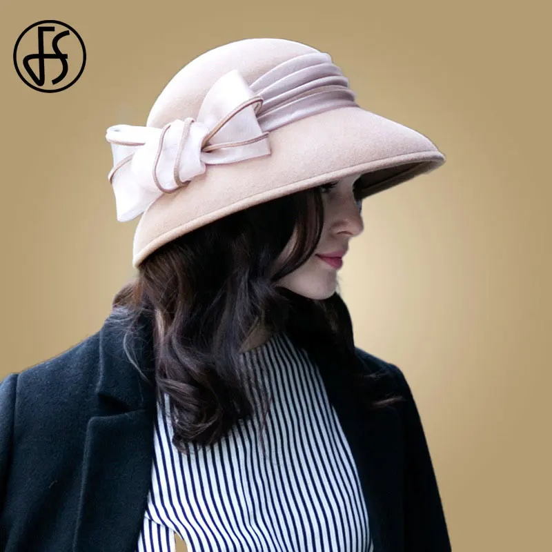 FS Elegant Women Wool Church Hats Vintage Camel Wide Brim Fedoras Felt Bowler Cloche Hat Bowknot Fall Winter Caps
FS Elegant Women Wool Church Hats Vintage Camel Wide Brim Fedoras Felt Bowler Cloche Hat Bowknot Fall Winter Caps