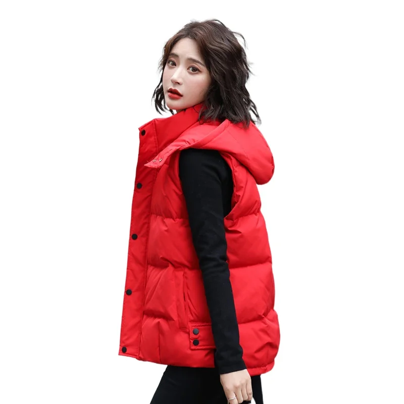 Autumn Winter Down Cotton Vest Student Hooded Stand-up Collar Loose Waistcoat Sleeveless Casual Thicken Vest Female Outwear
Autumn Winter Down Cotton Vest Student Hooded Stand-up Collar Loose Waistcoat Sleeveless Casual Thicken Vest Female Outwear