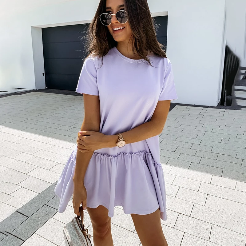 2021 New Summer Loose Casual Short Sleeve Miniskirt Women's Round Neck White Black Ruffle Big Hem Beach Skirt Women's Robe
2021 New Summer Loose Casual Short Sleeve Miniskirt Women's Round Neck White Black Ruffle Big Hem Beach Skirt Women's Robe