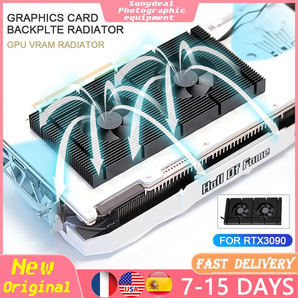 GPU Backplate Radiator Memory Cooler Aluminum Panel + Dual PWM Fan VRAM Heatsink Graphics Card Backplane For RTX 3090 Radiator
GPU Backplate Radiator Memory Cooler Aluminum Panel + Dual PWM Fan VRAM Heatsink Graphics Card Backplane For RTX 3090 Radiator