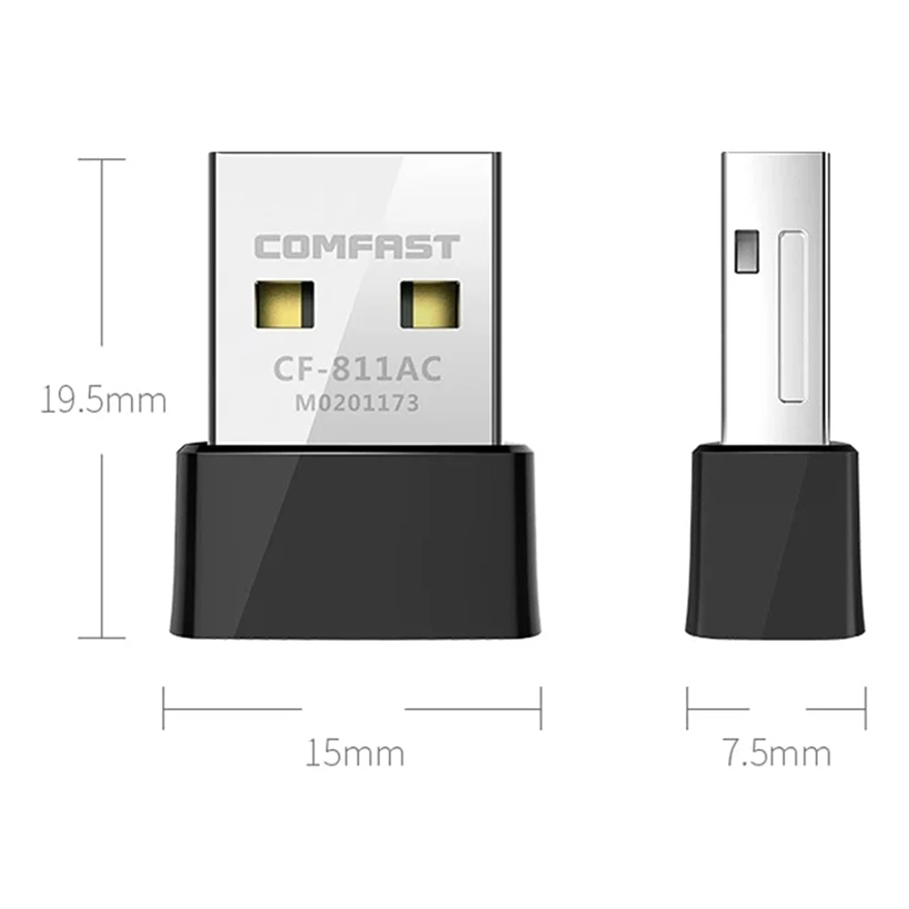 COMFAST CF-811AC Wireless Network Card 650M Mini Portable USB 2.4G/5.8G Dual-band WiFi Network Card for PC Laptop Computer
COMFAST CF-811AC Wireless Network Card 650M Mini Portable USB 2.4G/5.8G Dual-band WiFi Network Card for PC Laptop Computer