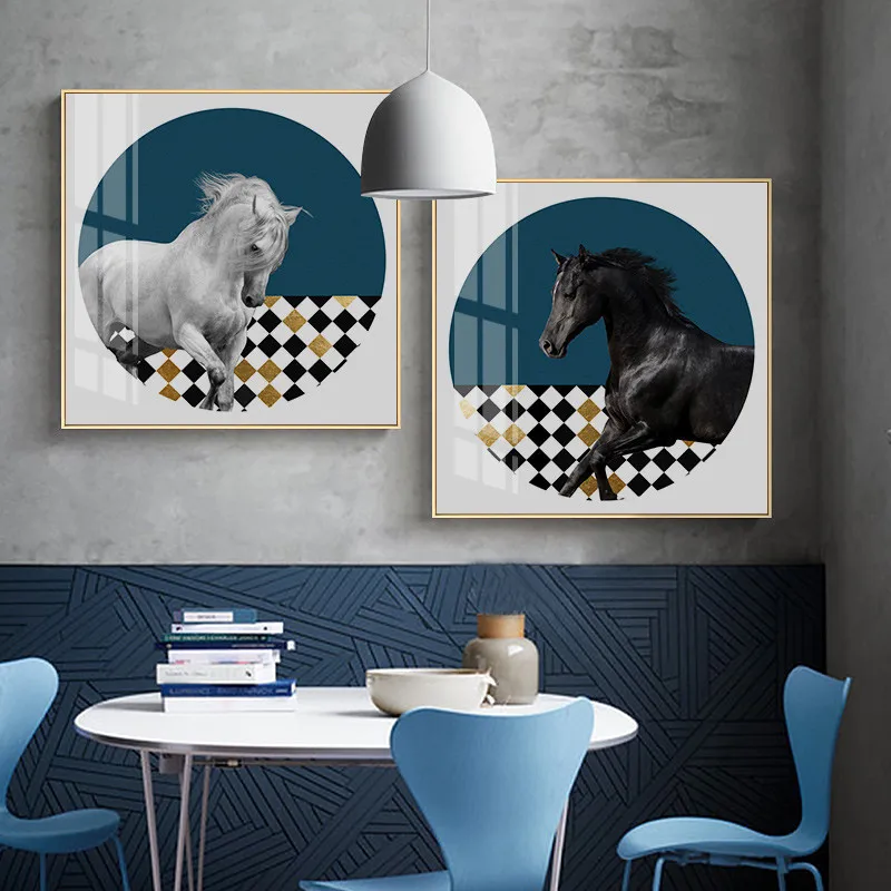 Black and White Horses Nordic Modern Living Room Decoration Paintings Hanging Paintings Background Wall Paintings Porch Painting
Black and White Horses Nordic Modern Living Room Decoration Paintings Hanging Paintings Background Wall Paintings Porch Painting