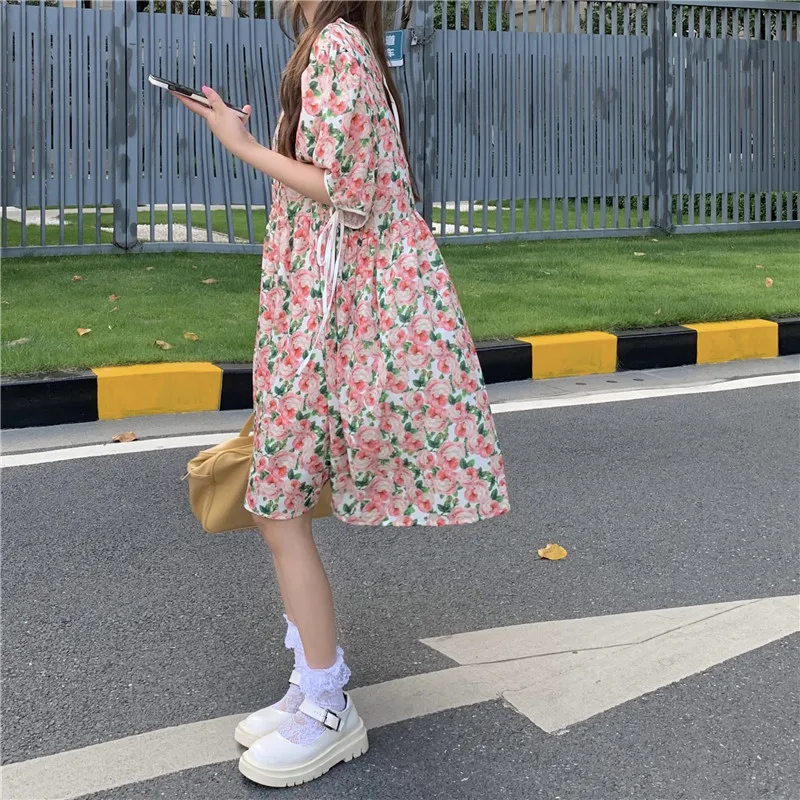 French Summer New Elegant Preppy Style Mori Girl Dress Sweet Girly Puff Sleeve Vintage Rose Flower Printing Tender Dresses
French Summer New Elegant Preppy Style Mori Girl Dress Sweet Girly Puff Sleeve Vintage Rose Flower Printing Tender Dresses