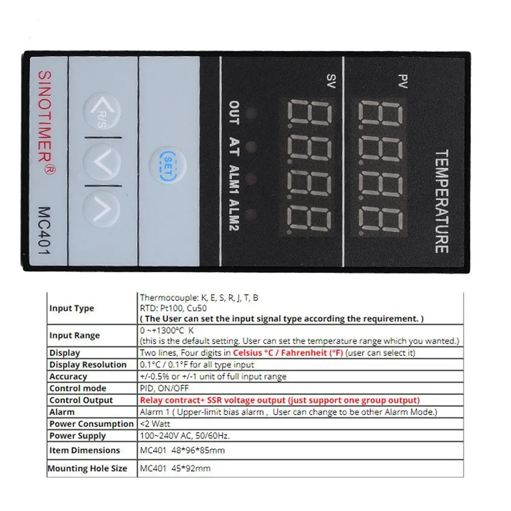 Temperature Controller Input PT100 K Thermocouple Digital PID SSR Relay Output For Heat Cool With Alarm Fahrenheit Short Shell
Temperature Controller Input PT100 K Thermocouple Digital PID SSR Relay Output For Heat Cool With Alarm Fahrenheit Short Shell