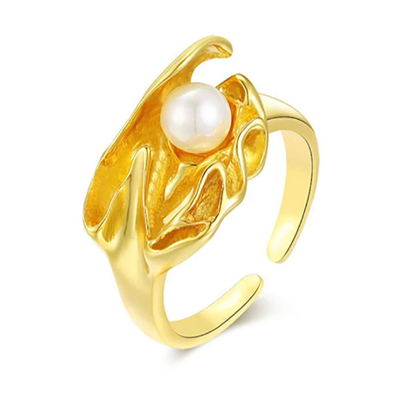 925 Sterling Silver Pearls Rings Gift For Women's Gold Flower Shape Design Ring Irregular Opening Adjustable Fine Jewellery
925 Sterling Silver Pearls Rings Gift For Women's Gold Flower Shape Design Ring Irregular Opening Adjustable Fine Jewellery