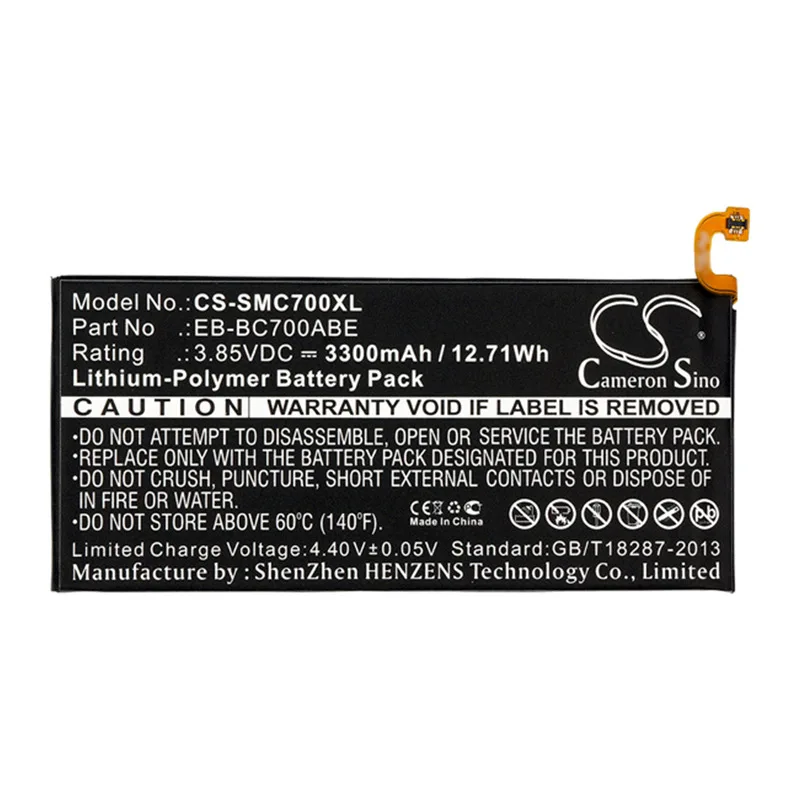 CameronSino for SAMSUNG Galaxy C7 Pro Duos SM-C7000 SM-C7010 SM-C7018 SM-C701F/DS EB-BC700ABA EB-BC700ABE battery
CameronSino for SAMSUNG Galaxy C7 Pro Duos SM-C7000 SM-C7010 SM-C7018 SM-C701F/DS EB-BC700ABA EB-BC700ABE battery