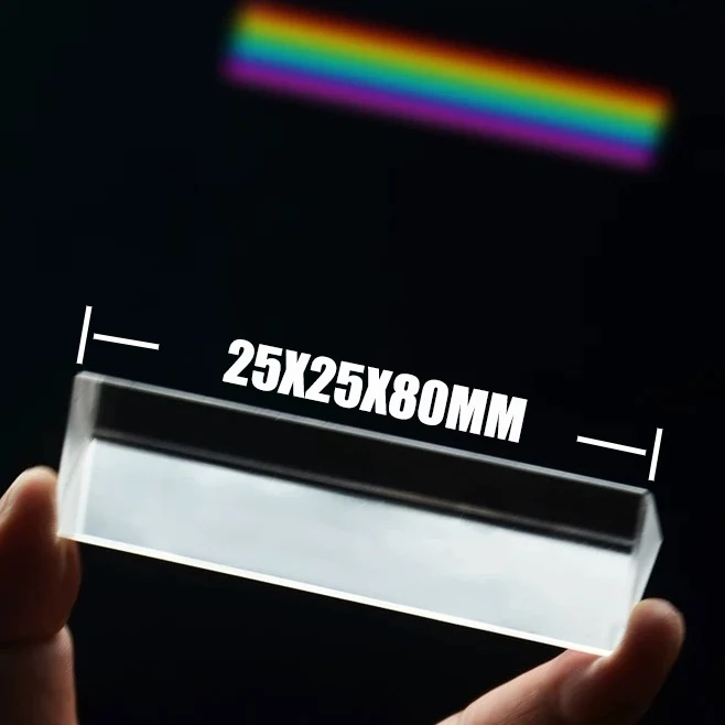 25x25x80mm Rainbow Triangular Prism Optical Prisms Glass Physics Teaching Refracted Light Spectrum Children Students Present
25x25x80mm Rainbow Triangular Prism Optical Prisms Glass Physics Teaching Refracted Light Spectrum Children Students Present