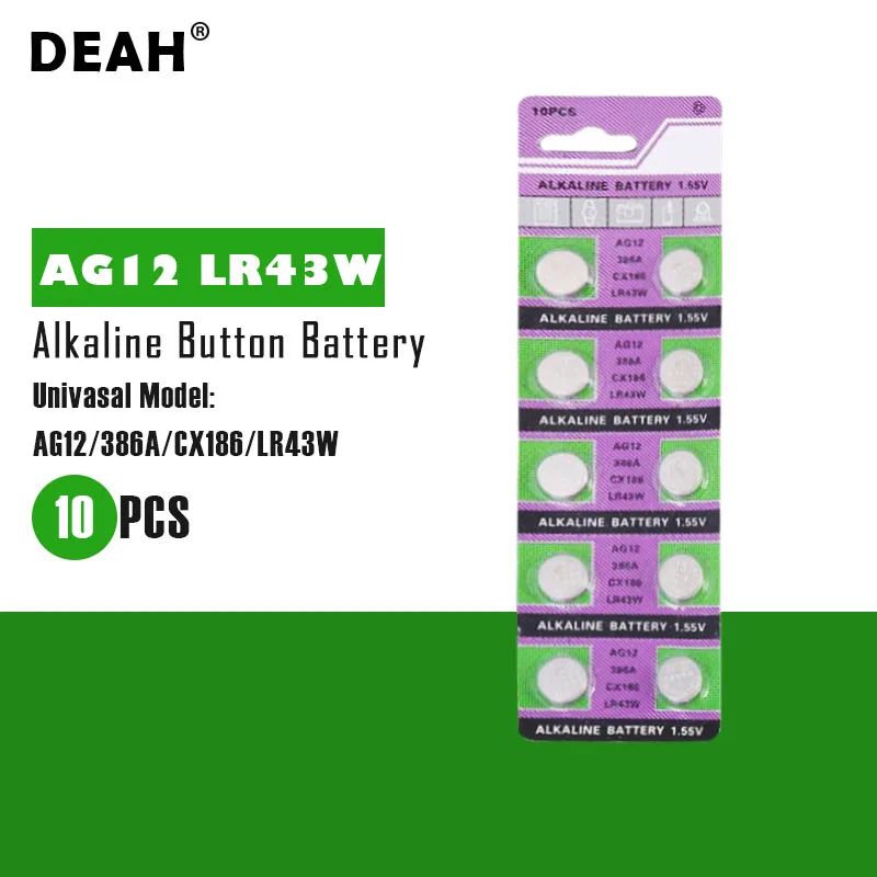 10 шт. щелочные батарейки AG12 LR43 12 LR43W LR1142 SR1142 386A CX186|Часовые батарейки| |