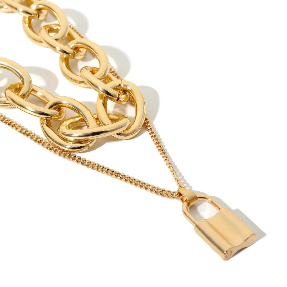 Gold Silvercolor PadLock Chain Necklace Women Chunky Double Chain Lock Pendant Necklaces Punk Hiphop 2020 fashion gothic jewelry
Gold Silvercolor PadLock Chain Necklace Women Chunky Double Chain Lock Pendant Necklaces Punk Hiphop 2020 fashion gothic jewelry