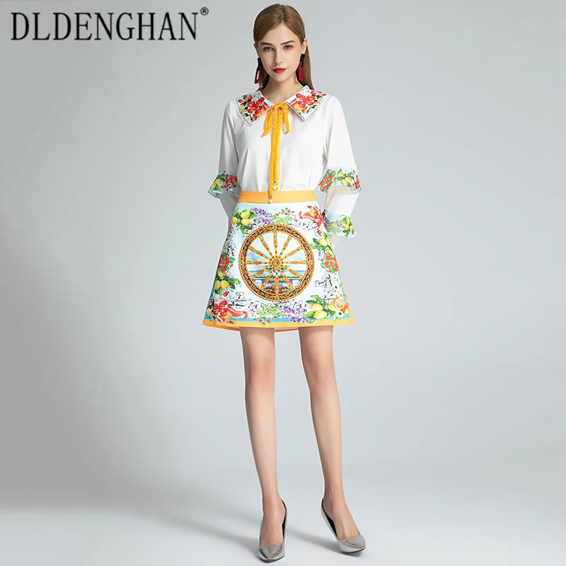 DLDENGHAN Fashion Fruit Print Set Women'sRuffles Long Sleeve Blouses Tops + Beading Skirt Two-Piece Suit Designer Autumn New
DLDENGHAN Fashion Fruit Print Set Women'sRuffles Long Sleeve Blouses Tops + Beading Skirt Two-Piece Suit Designer Autumn New