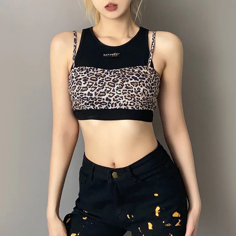 Tank Tops Black Slim Round Neck Splicing Leopard Camisole Sleeveless Ultrashort Vest Sexy Street Casual Summer Fashion 2021 New
Tank Tops Black Slim Round Neck Splicing Leopard Camisole Sleeveless Ultrashort Vest Sexy Street Casual Summer Fashion 2021 New