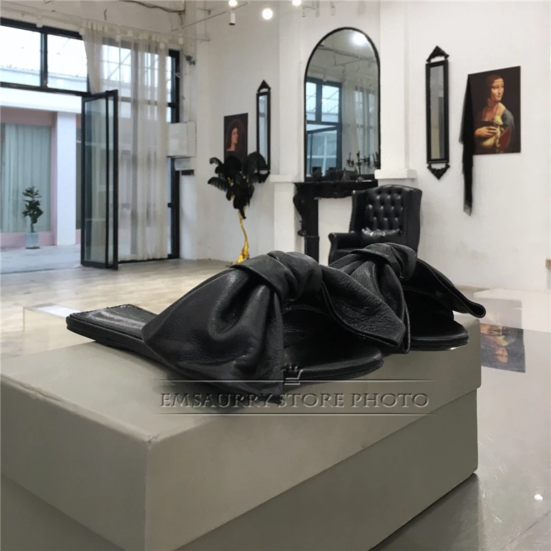 Genuine Leather Big Bowknot Women Slippers Flat Heel Sexy Peep Toe Slip-on Lazyman Mules Butterfly-Knot Summer Shoes
Genuine Leather Big Bowknot Women Slippers Flat Heel Sexy Peep Toe Slip-on Lazyman Mules Butterfly-Knot Summer Shoes