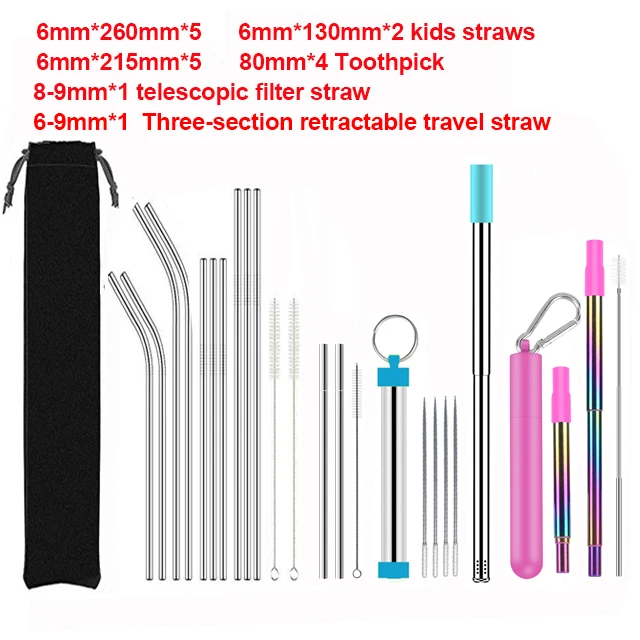 Multifunctional Metal Stainless Steel Straw with Portable Travel Case, Keychain, Telescopic Cleaning Brush, Silicone Tips
Multifunctional Metal Stainless Steel Straw with Portable Travel Case, Keychain, Telescopic Cleaning Brush, Silicone Tips