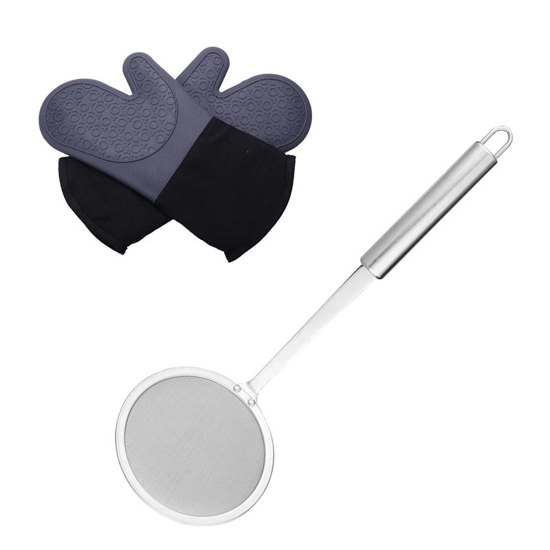Skimmer Spoon, Swify Stainless Steel Fine Mesh Food Strainer Japanese Hot Pot Skimmer & Non-Slip Silicone Gloves
Skimmer Spoon, Swify Stainless Steel Fine Mesh Food Strainer Japanese Hot Pot Skimmer & Non-Slip Silicone Gloves