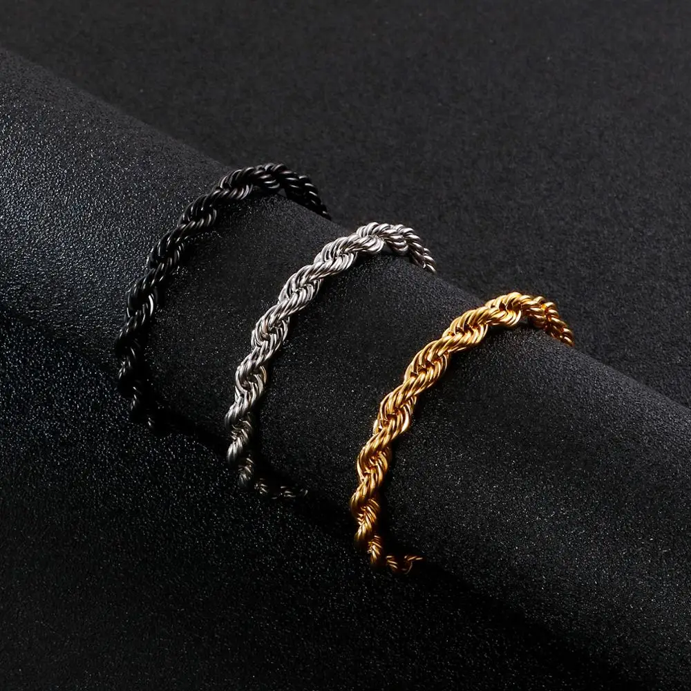 6mm Twist Chain Hip Hop Stainless Steel Bracelet Men Jewelry Wholesale Brand Gold Bracelet Jewelry Gift
6mm Twist Chain Hip Hop Stainless Steel Bracelet Men Jewelry Wholesale Brand Gold Bracelet Jewelry Gift