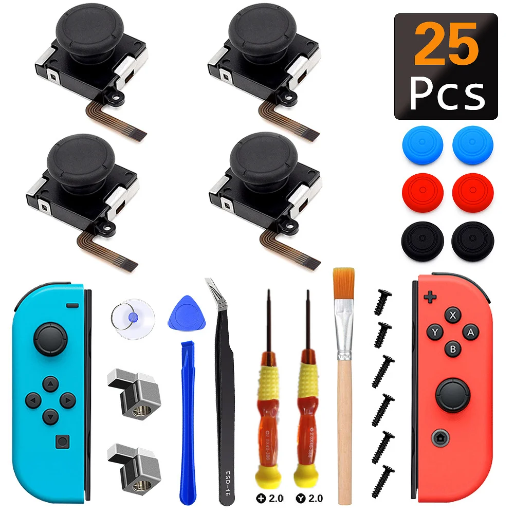Запасные части для аналоговых 3d-стиков Nintendo Switch NS, Набор сменных колпачков джойстика для джойстика NS 25 в 1
Запасные части для аналоговых 3d-стиков Nintendo Switch NS, Набор сменных колпачков джойстика для джойстика NS 25 в 1