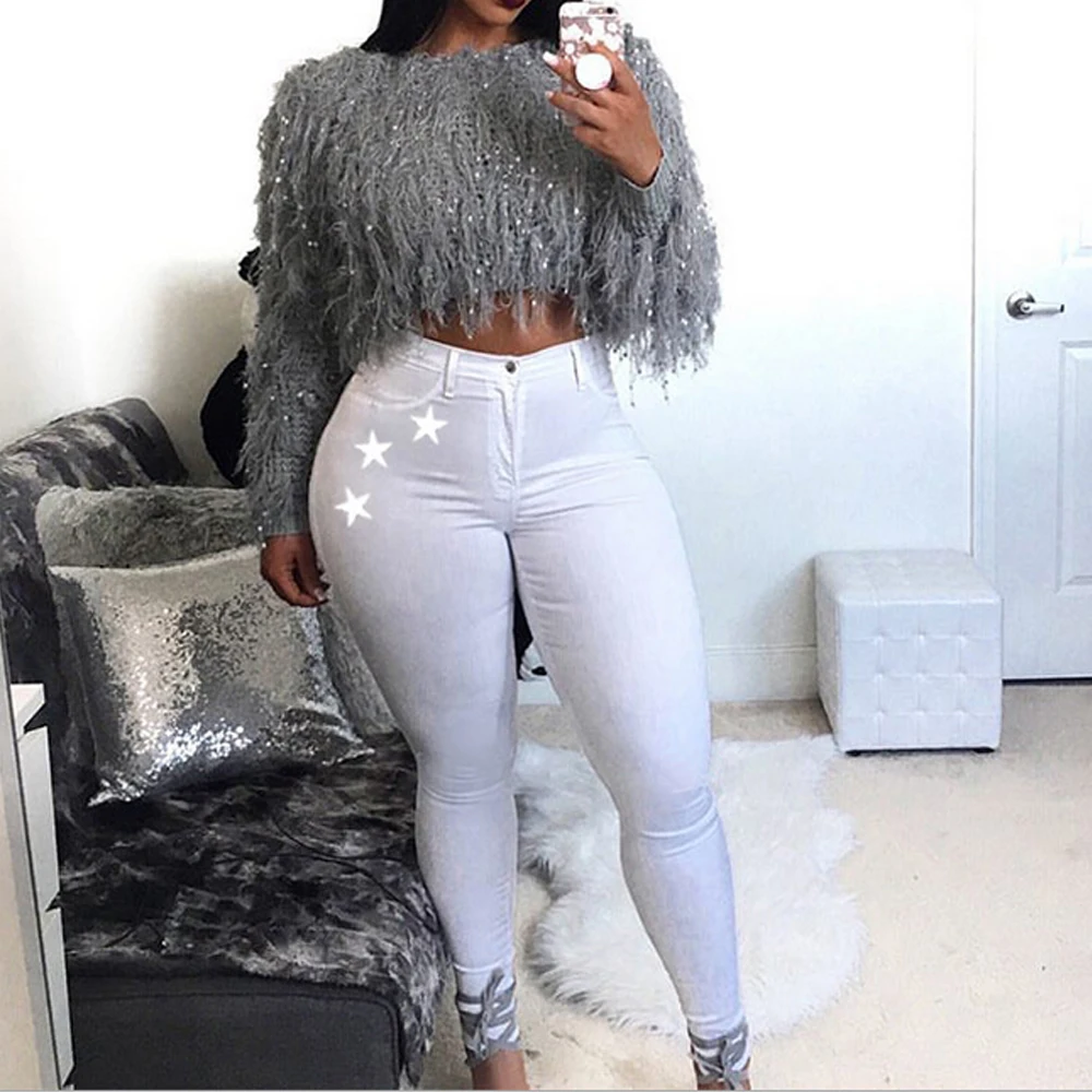 Women Star Printing Jeans Color Lady's Streetwear High Waist Skinny Denim Pencil Pants 2021 Spring Autumn Trousers Pants
Women Star Printing Jeans Color Lady's Streetwear High Waist Skinny Denim Pencil Pants 2021 Spring Autumn Trousers Pants