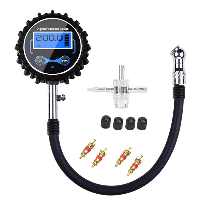 Digital Tire Inflator with Pressure Gauge LCD Large Screen Display 200PSI Quickly Measure Tire Pressure Gauge for t.u.k.Car/Bike
Digital Tire Inflator with Pressure Gauge LCD Large Screen Display 200PSI Quickly Measure Tire Pressure Gauge for t.u.k.Car/Bike