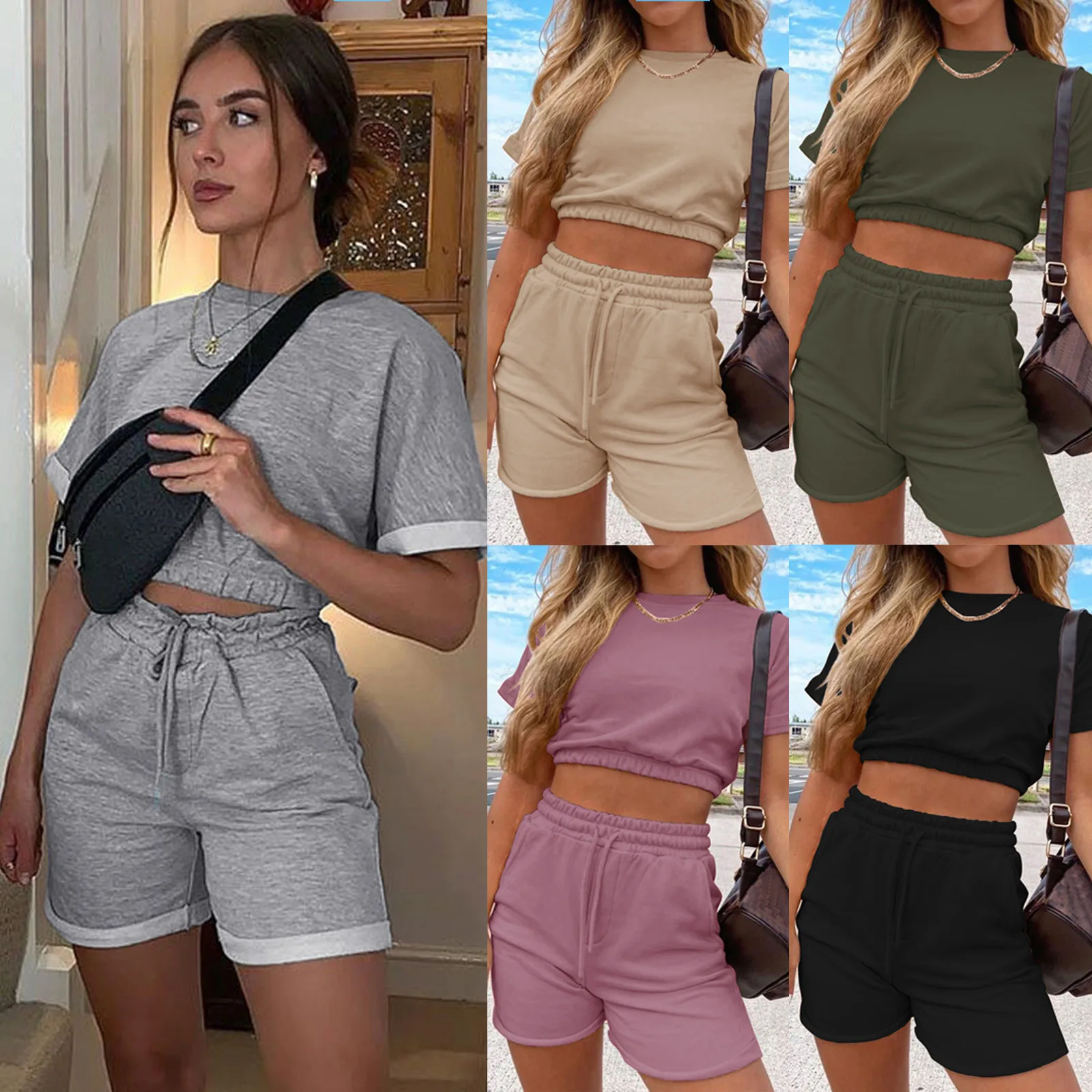 2021 2pc Tracksuit Sets Women Sports Set Summer Casual Solid Color Short Sleeve T-shirt+ Shorts Suit Two Piece Set
2021 2pc Tracksuit Sets Women Sports Set Summer Casual Solid Color Short Sleeve T-shirt+ Shorts Suit Two Piece Set