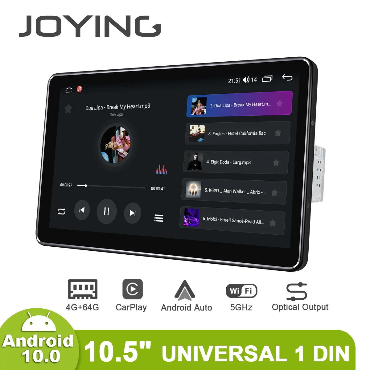 JOYING 10.5 Inch IPS Touch Screen Universal 1 Din Car Radio Stereo 1280*720 Android Auto GPS Navigation Android 10.0 FM Audio
JOYING 10.5 Inch IPS Touch Screen Universal 1 Din Car Radio Stereo 1280*720 Android Auto GPS Navigation Android 10.0 FM Audio