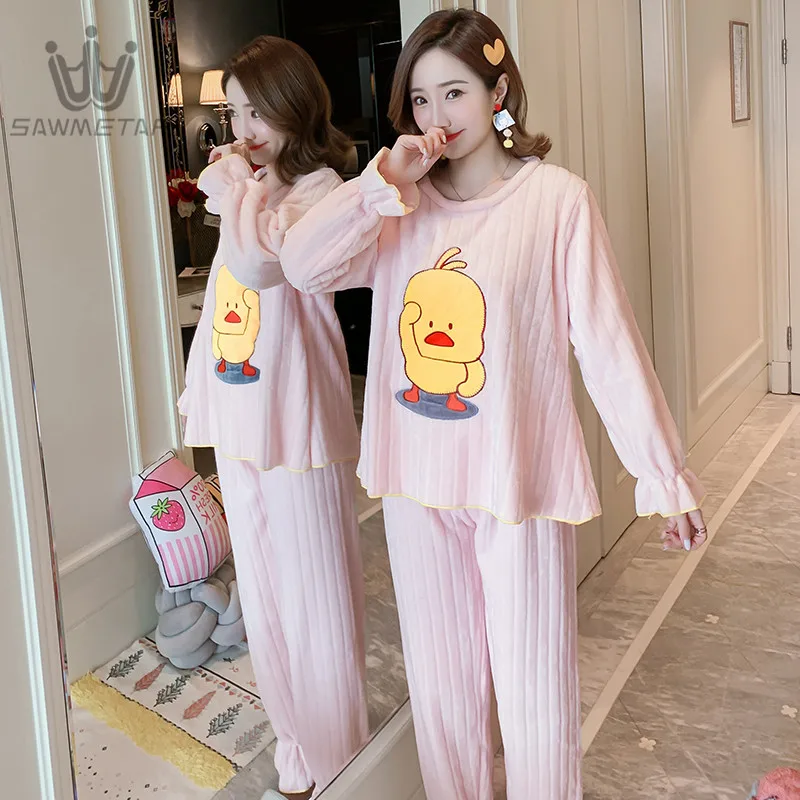 Women pajamas set Women Pyjamas Thick Flannel Cute Female Warm Winter Pajama Set Long Sleeve Two Piece Cute Sleepwear
Women pajamas set Women Pyjamas Thick Flannel Cute Female Warm Winter Pajama Set Long Sleeve Two Piece Cute Sleepwear